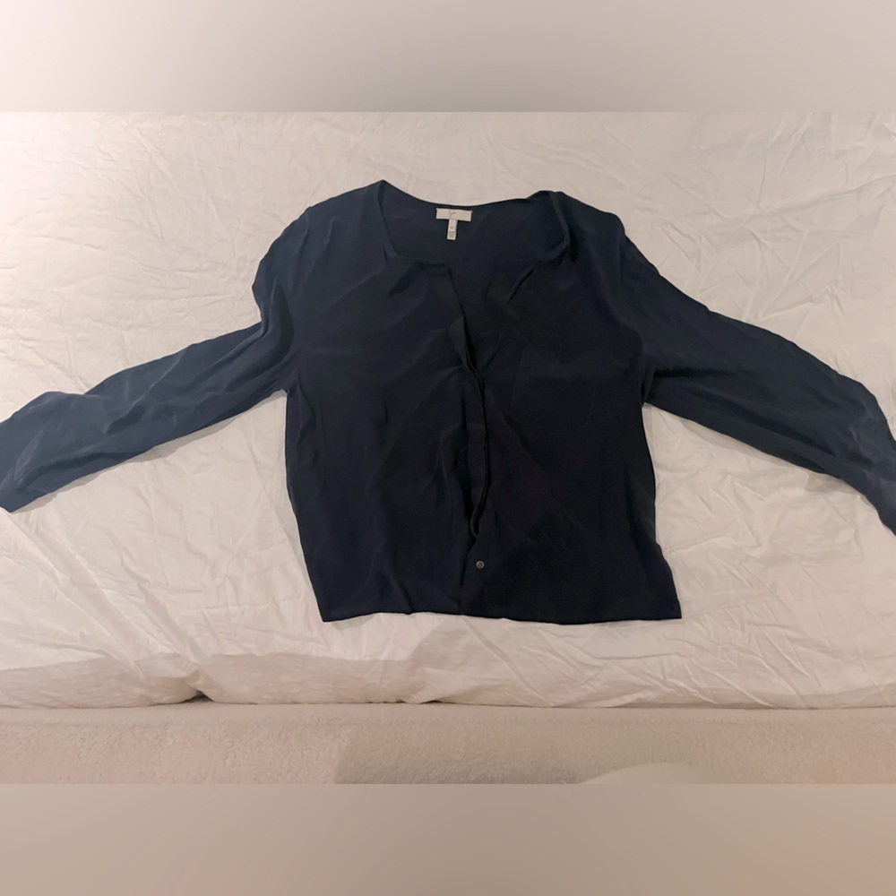 Joie navy silk blouse